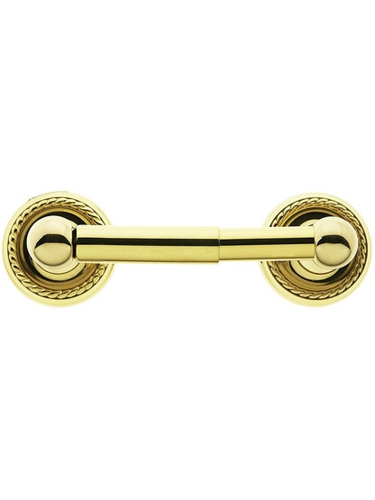 Brass Toilet-Paper Holder with Rope Rosettes in Polished Brass.